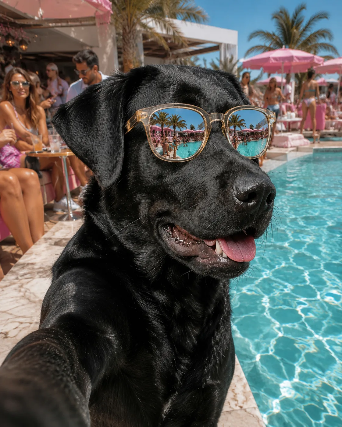 a dog with sunglasses