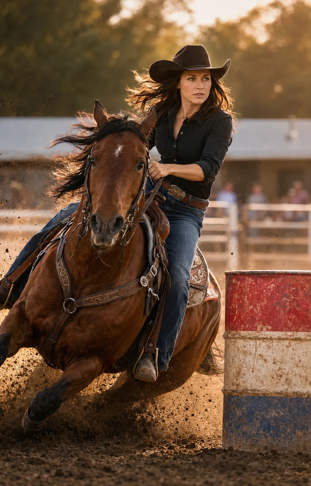 A female barrel racer.